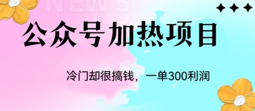 冷门公众号加热项目，一单利润300+-专享资源网