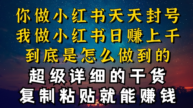 都知道小红书能引流私域变现，可为什么我能一天引流几十人变现上千，但你却频频封号违规被限流-专享资源网