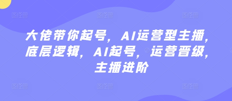 大佬带你起号，AI运营型主播，底层逻辑，AI起号，运营晋级，主播进阶-专享资源网