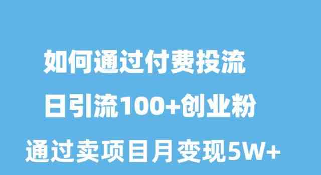 （10189期）如何通过付费投流日引流100+创业粉月变现5W+-专享资源网