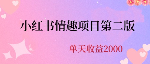 最近爆火小红书情趣项目第二版，每天2000+-专享资源网