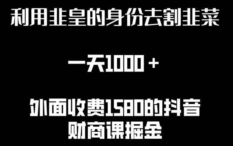 利用非皇的身份去割韭菜，一天1000+(附详细资源)-专享资源网