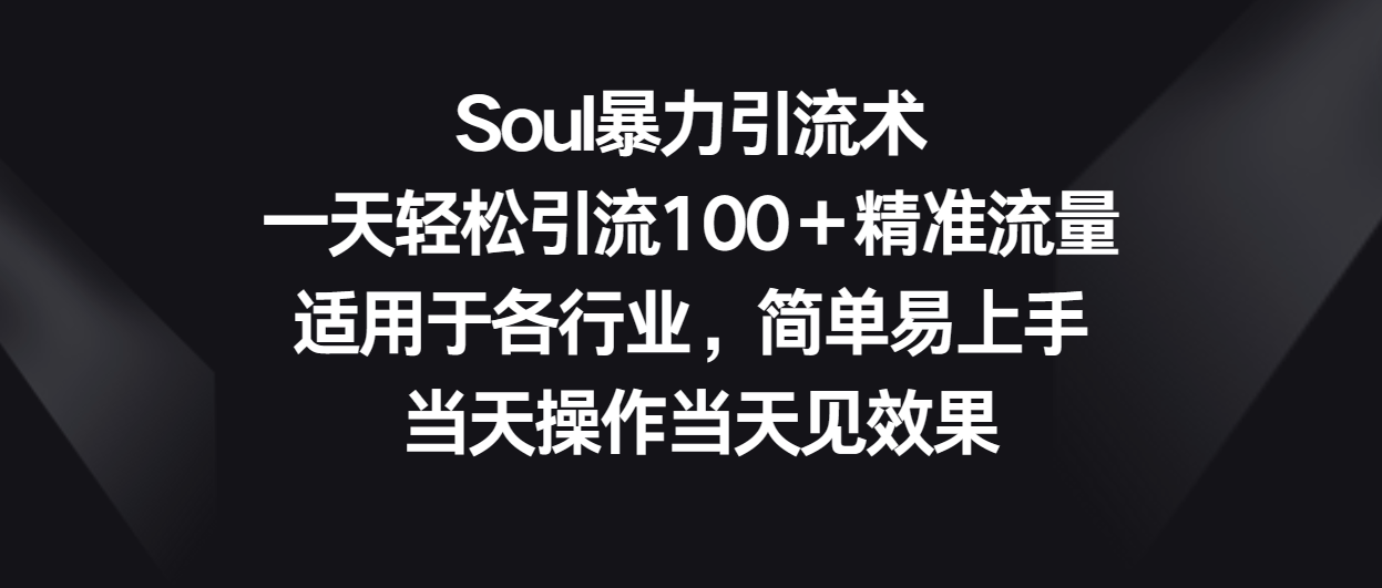 Soul暴力引流术，一天轻松引流100＋精准流量，适用于各行业，简单易上手！-专享资源网