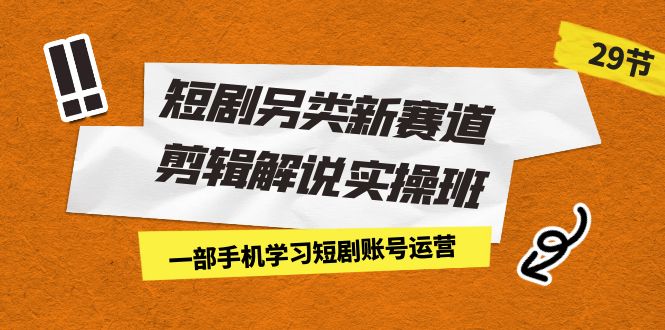 短剧另类新赛道剪辑解说实操班：一部手机学习短剧账号运营（29节 价值500）-专享资源网