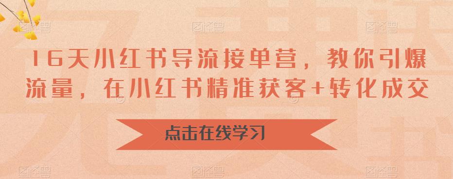 16天-小红书 导流接单营，教你引爆流量，在小红书精准获客+转化成交-专享资源网