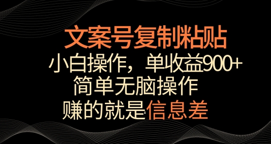 文案号掘金，简单复制粘贴，小白操作，单作品收益900+-专享资源网