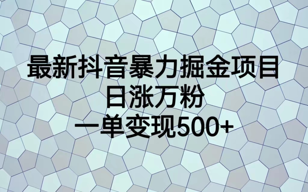 最新抖音暴力掘金项目，日涨万粉，一单变现500+-专享资源网