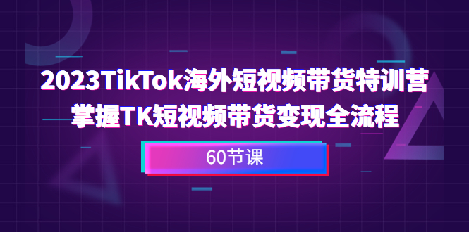 2023-TikTok海外短视频带货特训营，掌握TK短视频带货变现全流程（60节课）-专享资源网