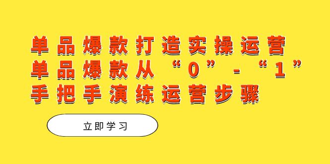 单品爆款打造实操运营，单品爆款从“0”-“1”手把手演练运营步骤-专享资源网