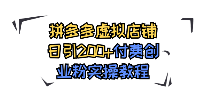 拼多多虚拟店铺日引200+付费创业粉实操教程-专享资源网