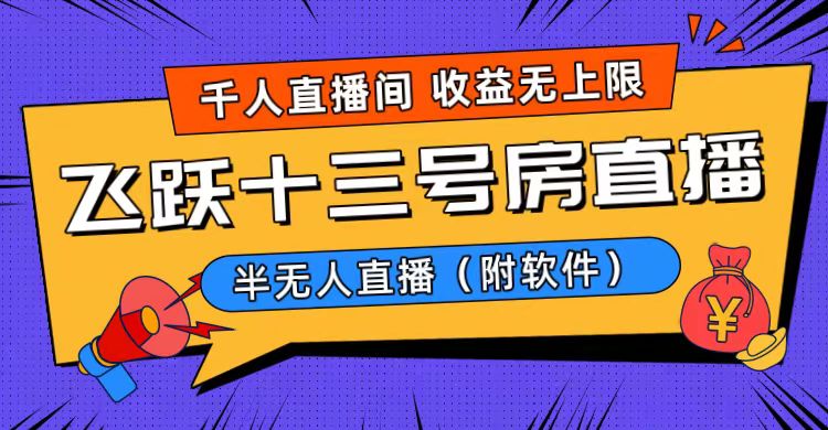 爆火飞跃十三号房半无人直播，一场直播上千人，日入过万！（附软件）-专享资源网