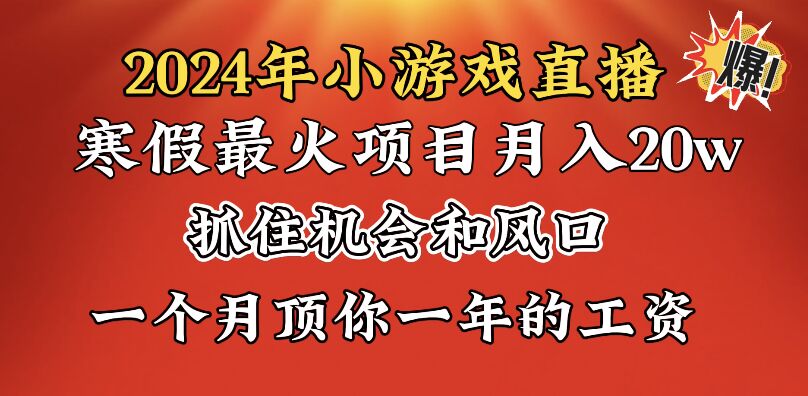 2024年寒假爆火项目，小游戏直播月入20w+，学会了之后你将翻身-专享资源网