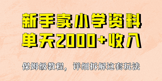 我如何通过卖小学资料，实现单天2000+，实操项目，保姆级教程+资料+工具-专享资源网