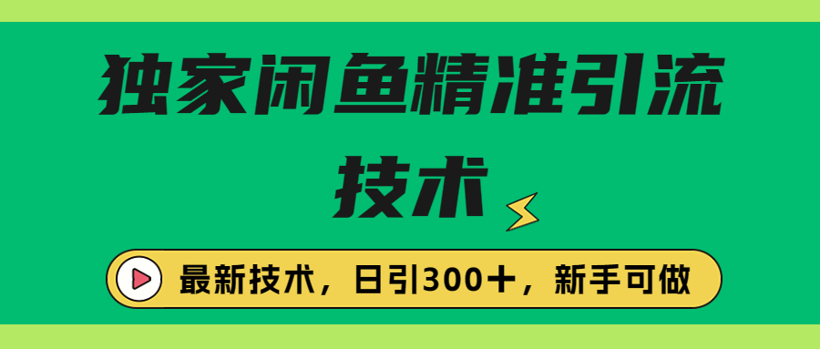 独家闲鱼引流技术，日引300＋实战玩法-专享资源网