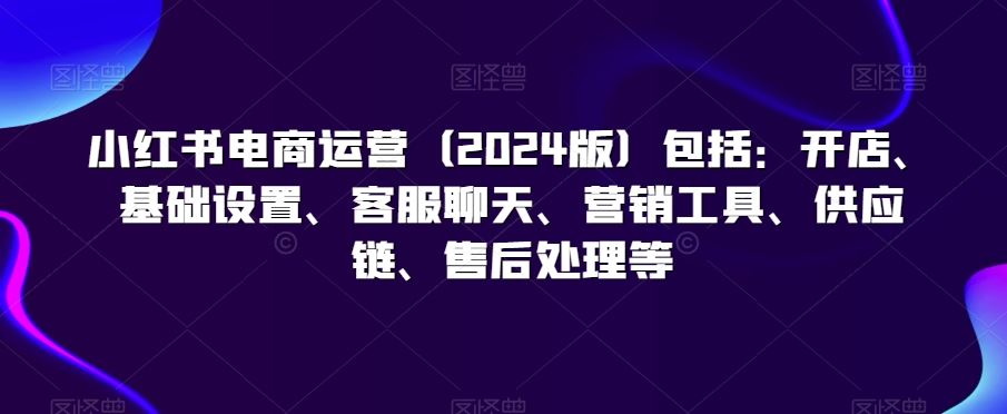 小红书电商运营（2024版）包括：开店、基础设置、客服聊天、营销工具、供应链、售后处理等-专享资源网