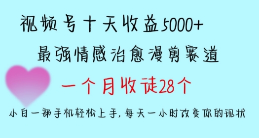 十天收益5000+，多平台捞金，视频号情感治愈漫剪，一个月收徒28个，小白一部手机轻松上手-专享资源网