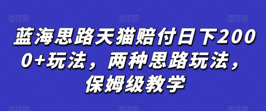 蓝海思路天猫赔付日下2000+玩法，两种思路玩法，保姆级教学【仅揭秘】-专享资源网