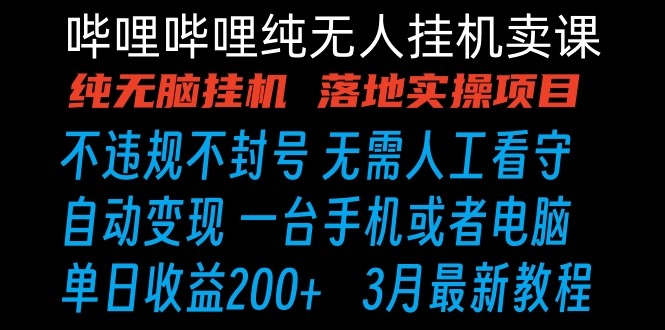 哔哩哔哩纯无脑挂机卖课 单号日收益200+ 手机就能做-专享资源网