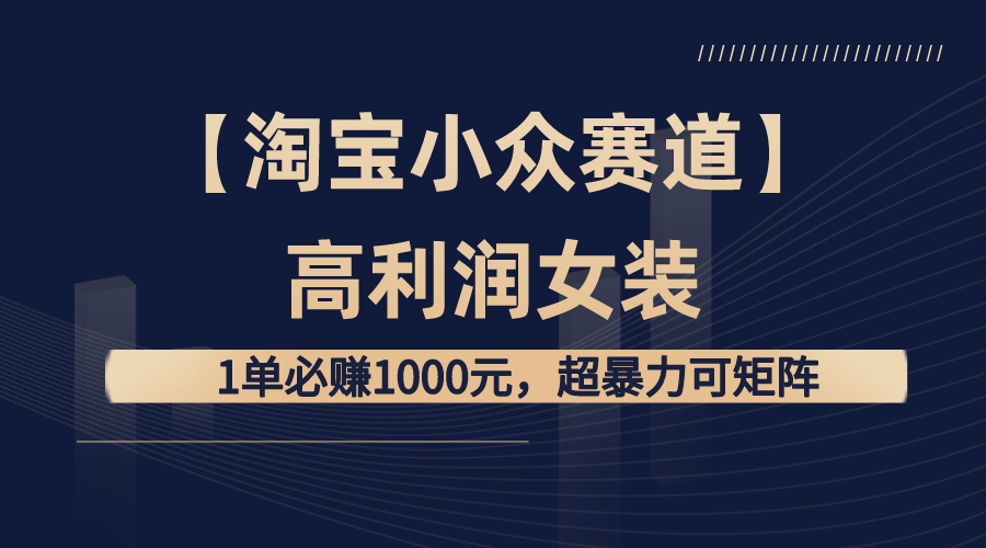 【淘宝小众赛道】高利润女装：1单必赚1000元，超暴力可矩阵-专享资源网