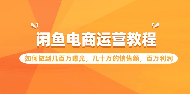 闲鱼电商运营教程：如何做到几百万曝光，几十万的销售额，百万利润-专享资源网