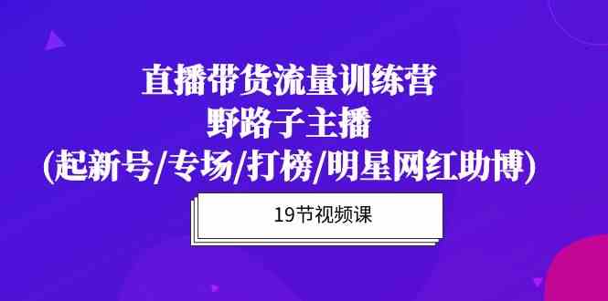 （10016期）直播带货流量特训营，野路子主播(起新号/专场/打榜/明星网红助博)19节课-专享资源网