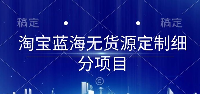 淘宝蓝海无货源定制细分项目，从0到起店实操全流程-专享资源网