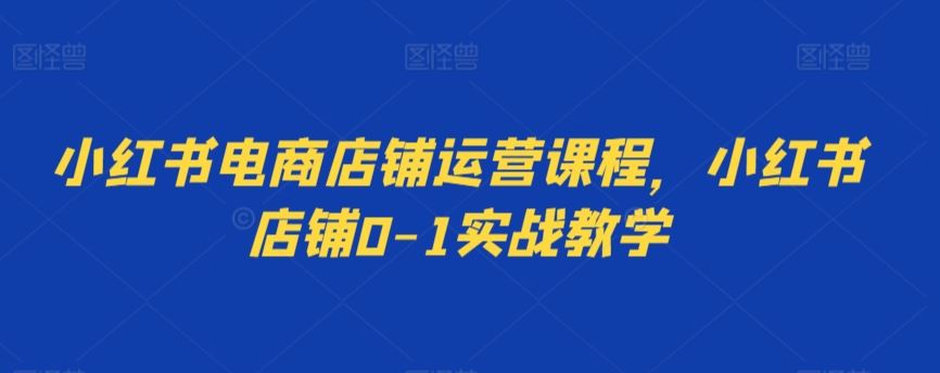 小红书电商店铺运营课程，小红书店铺0-1实战教学-专享资源网