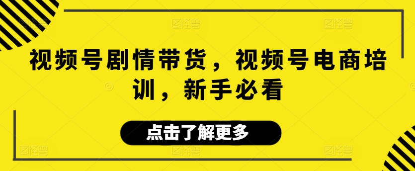 视频号剧情带货，视频号电商培训，新手必看-专享资源网