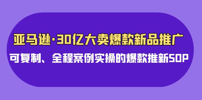 亚马逊30亿大卖爆款新品推广，可复制、全程案例实操的爆款推新SOP-专享资源网