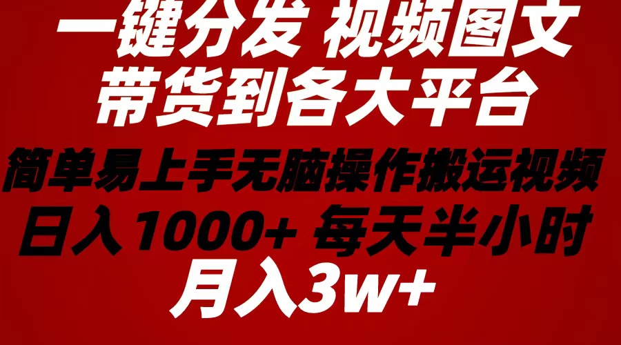 （10667期）2024年 一键分发带货图文视频  简单易上手 无脑赚收益 每天半小时日入1…-专享资源网