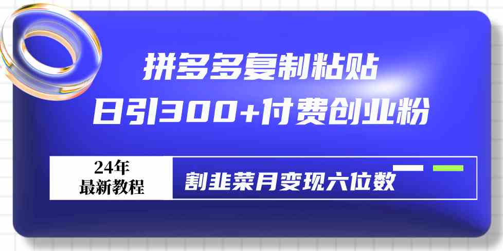 （9129期）拼多多复制粘贴日引300+付费创业粉，割韭菜月变现六位数最新教程！-专享资源网