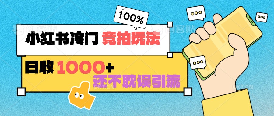 小红书冷门 竞拍玩法 日收1000+ 不耽误引流 可以做店铺 可以做私域-专享资源网