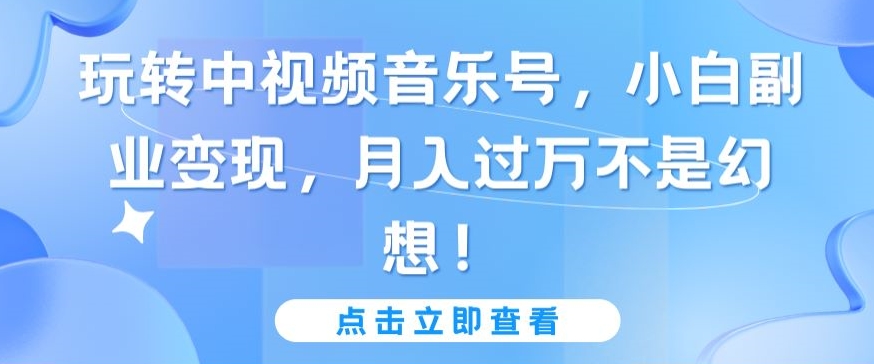 玩转中视频音乐号，小白副业变现，月入过万不是幻想-专享资源网