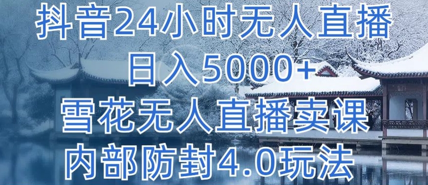 抖音24小时无人直播 日入5000+，雪花无人直播卖课，内部防封4.0玩法-专享资源网