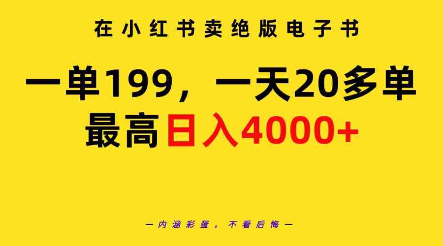 （9401期）在小红书卖绝版电子书，一单199 一天最多搞20多单，最高日入4000+教程+资料-专享资源网