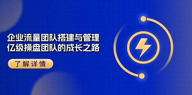 企业流量团队搭建与管理，亿级操盘团队的成长之路（28节课）-专享资源网