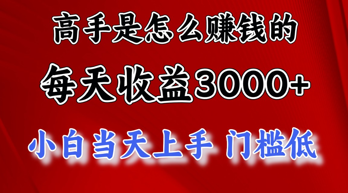 高手是怎么赚钱的，一天收益3000+ 这是穷人逆风翻盘的一个项目，非常…-专享资源网