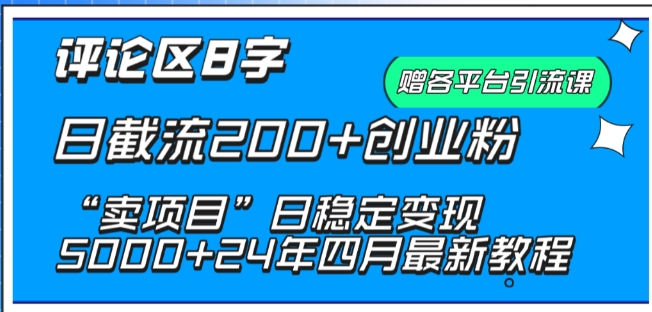 抖音评论区8字日截流200+创业粉 “卖项目”日稳定变现5000+-专享资源网