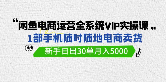 闲鱼电商运营全系统VIP实战课，1部手机随时随地卖货，新手日出30单月入5000-专享资源网