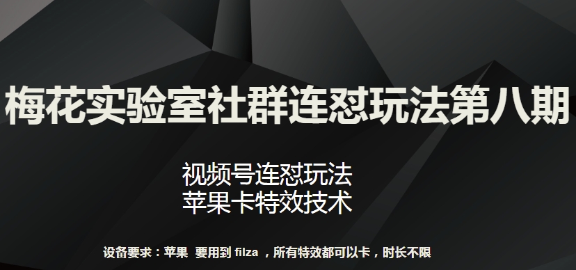 梅花实验室社群连怼玩法第八期，视频号连怼玩法 苹果卡特效技术-专享资源网