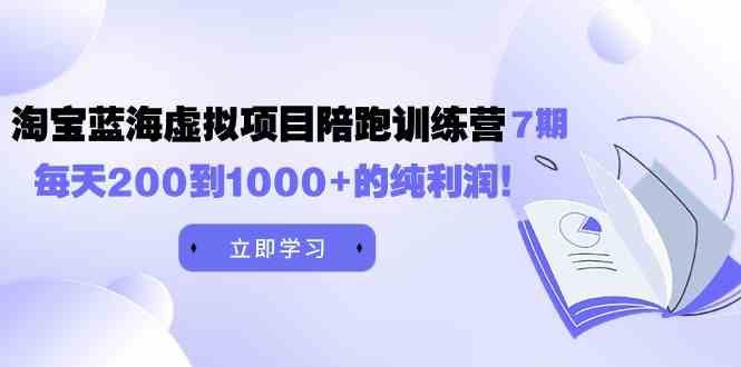 （9541期）黄岛主《淘宝蓝海虚拟项目陪跑训练营7期》每天200到1000+的纯利润-专享资源网