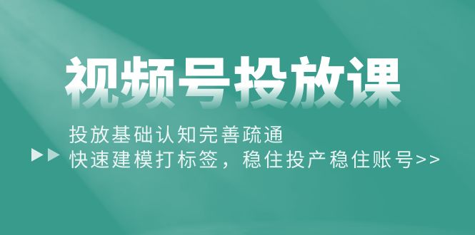 （10205期）视频号投放课：投放基础认知完善疏通，快速建模打标签，稳住投产稳住账号-专享资源网