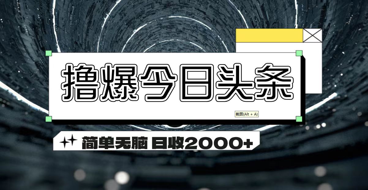 撸爆今日头条 简单无脑操作 日收2000+-专享资源网