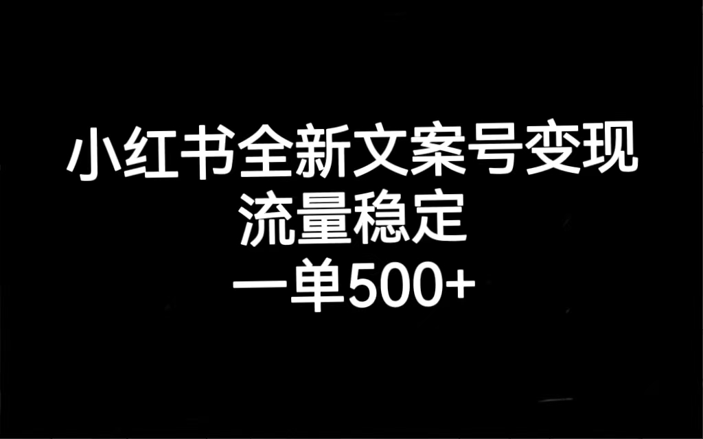 小红书全新文案号变现，流量稳定，一单收入500+-专享资源网