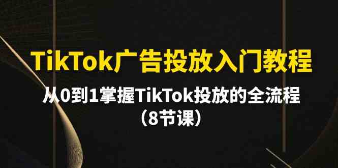 TikTok广告投放入门教程，从0到1掌握TikTok投放的全流程（8节课）-专享资源网