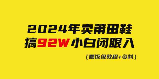 （9329期）2024年卖莆田鞋，搞了92W，小白闭眼操作！-专享资源网