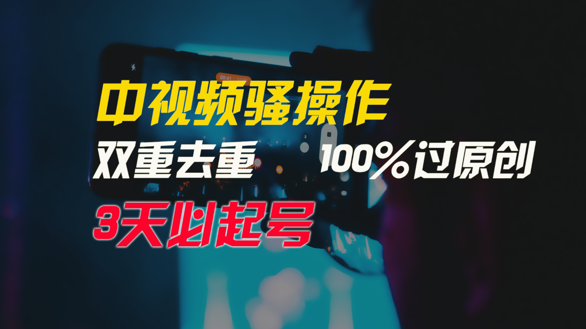 中视频骚操作，双重去重100%过原创，3天比必起号，简单无脑，月入3W+-专享资源网