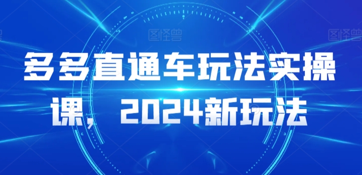 多多直通车玩法实操课，2024新玩法-专享资源网