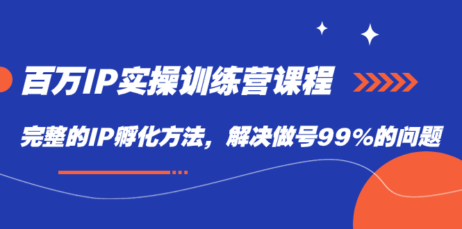 百万IP实战训练营课程，完整的IP孵化方法，解决做号99%的问题-专享资源网