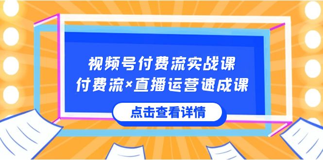 视频号付费流实战课，付费流×直播运营速成课，让你快速掌握视频号核心运..-专享资源网